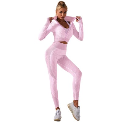 Lrady Women's Workout Outfit 2 Pieces Tracksuit-Seamless Yoga Leggings and Stretch Sports Bra Gym Clothes Set