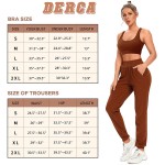 Two Piece Workout Outfits for Women Jogger Sweatpants Sets with Pockets Ribbed Sports Bra Gym Activewear