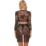 YXBNNY Sexy Chemise Lingerie for Women Hollow Out Sheer Deep V Neck Lace Eyelash Nightgown