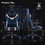 SMAX Gaming Chair with Wide Seat Ergonomic Computer Gamer Chair with 4D Armrest Creamy PU Leather Headrest and Lumbar Support Racing Style High Back Video Game Chairs for Adults Black and Blue