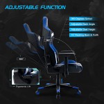 SMAX Gaming Chair with Wide Seat Ergonomic Computer Gamer Chair with 4D Armrest Creamy PU Leather Headrest and Lumbar Support Racing Style High Back Video Game Chairs for Adults Black and Blue