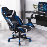 SMAX Gaming Chair with Wide Seat Ergonomic Computer Gamer Chair with 4D Armrest Creamy PU Leather Headrest and Lumbar Support Racing Style High Back Video Game Chairs for Adults Black and Blue