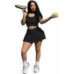 Womens Casual Sports 2 Piece Outfits Skirt Sets Athletic Tank Crop Top Tennis Golf Skorts Skirts Activewear