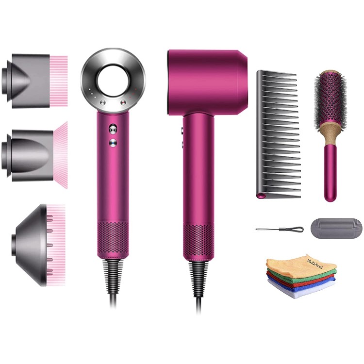 Premium Professional Dyson Supersonic Hair Dryer Limited Edition Gift Set: Fast Drying, Lightweight, Low Noise,No Extreme Heat, Engineered for Different Hair Types w/One Hubxcel Microfiber Cloth