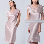 Silk Nightdress Real Silk Nightgowns for Women Charmeuse 100% Mulberry 22 Momme Silk Short Sexy Chemise Ladies Sleepwear