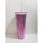 Starbucks 2021 Summer Pink and Blue Grid Kaleidoscope 24 oz Venti Tumbler