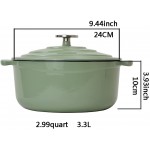 Crock Pot Enameled Cast Iron -, 3 Quart Round Clay Stockpot, Purple Nonstick Pan Skillet Anti-Splatter (Color : White, Size : 3.3L)