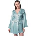 Silk Kimono Robe Short Women&#39;s Silk Robes with Hem Belted Kimono Nightgown for Women Mulberry Silk Loungewear