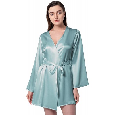 Silk Kimono Robe Short Women&#39;s Silk Robes with Hem Belted Kimono Nightgown for Women Mulberry Silk Loungewear