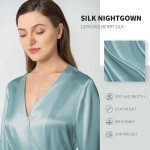 Silk Kimono Robe Short Women&#39;s Silk Robes with Hem Belted Kimono Nightgown for Women Mulberry Silk Loungewear