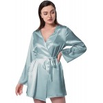 Silk Kimono Robe Short Women&#39;s Silk Robes with Hem Belted Kimono Nightgown for Women Mulberry Silk Loungewear