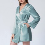 Silk Kimono Robe Short Women&#39;s Silk Robes with Hem Belted Kimono Nightgown for Women Mulberry Silk Loungewear