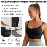 Womens Sports Bra,2 Pack Longline Padded Wireless Strappy Yoga Bra Workout Tops Active Wear