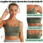 Womens Sports Bra,2 Pack Longline Padded Wireless Strappy Yoga Bra Workout Tops Active Wear