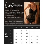 CINOON Push Up Lingerie Set Bustier Corsets Lingerie for Women Lace Bodysuit Teddy with Garter Belts