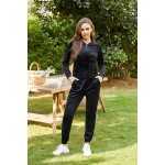 Hotouch Women&#39;s Zip Up Sweatsuit Set Velour Track Suits Long Sleeve Sweat Suits 2 Piece Tracksuits Outfits S-XXL