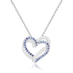 Fine Color Jewels Heart Necklace (Blue Sapphire)