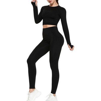 Gleeter Women’s Workout Outfit 2 Pieces Seamless High Waist Yoga Outfits Activewear Sets for Women