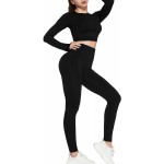 Gleeter Women’s Workout Outfit 2 Pieces Seamless High Waist Yoga Outfits Activewear Sets for Women