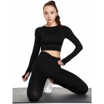 Gleeter Women’s Workout Outfit 2 Pieces Seamless High Waist Yoga Outfits Activewear Sets for Women