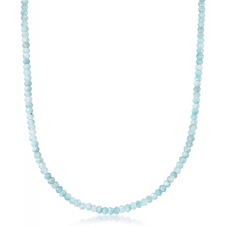 Ross-Simons 45.00 ct. t.w. Aquamarine Bead Necklace in 14kt Yellow Gold With Magnetic Clasp