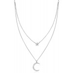 Ross-Simons 0.20 ct. t.w. Diamond Star and Moon Layered Necklace in Sterling Silver