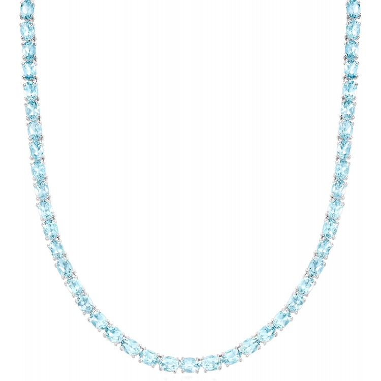 Ross-Simons 45.00 ct. t.w. Sky Blue Topaz Tennis Necklace in Sterling Silver. 18 inches