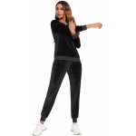 Halcyeen Women Velour Tracksuit Solid Color 2 Piece Sweatsuits Long Sleeve Jogging Suits Sports Outfit S-XXL