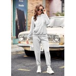 Hotouch Sweatsuit For Women 2 Piece Casual Hoodie Jogging Set Long Sleeve Solid Color Lounge Wear Outfits