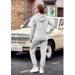 Hotouch Sweatsuit For Women 2 Piece Casual Hoodie Jogging Set Long Sleeve Solid Color Lounge Wear Outfits