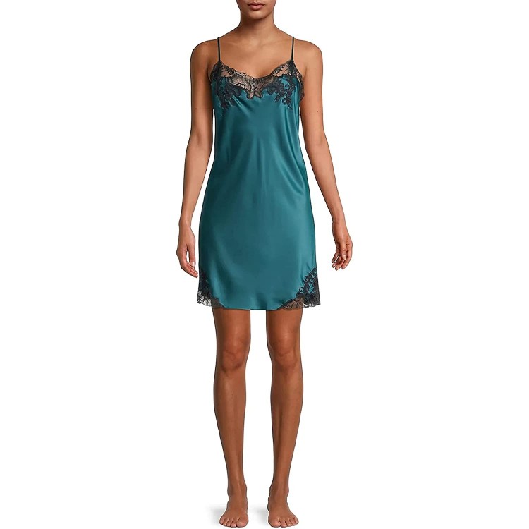 Natori Plume Satin Chemise Medium Deep Sea Green