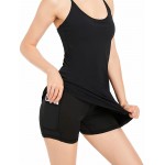 Women&#39;s Exercise Workout Dress with Built-in Bra &amp; Shorts Pocket Athletic Sleeveless Dress for Golf Tennis