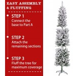 Fawyn 7.5 ft Christmas Tree for Home Decoration, 750 Branch Tips, Premium Snow Flocked Artificial Pencil Christmas Tree for Indoor Outdoor Holiday Xmas Decora, Metal Base (Snow Flocked Christmas Tree)