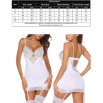 Avidlove Women Lingerie Set Teddy Bodysuit with Garter Belt Lace Babydoll White Large