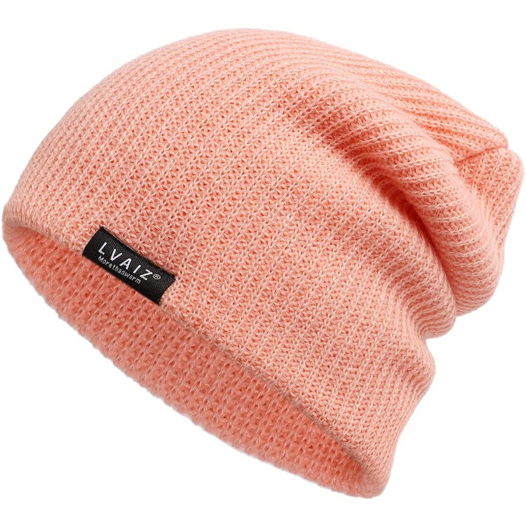 Lvaiz Winter Knitted Beanie Hats for Women Stretchy Soft Thin Cap Mens Slouchy Warm Cable Hat