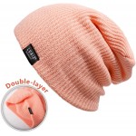 Lvaiz Winter Knitted Beanie Hats for Women Stretchy Soft Thin Cap Mens Slouchy Warm Cable Hat