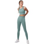 OQQ Women Athletic Outfits Exercise Set Seamless High Waist with Sports Bra 2 Piece Tracksuits