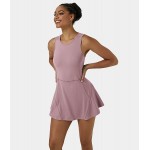 Women&#39;s Workout Exercise Tennis Dress Golf Dress with Built in Shorts Athletic Dress with Pockets for Daily Wear