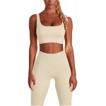 MATIRD Seamless Workout Set for Women 2 Piece Yoga Outfits Activewear Set Ribbed High Waist Leggings Sport Bra Tracksuits