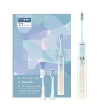 M-teeth X7 Series Sonic Electric Toothbrush for Adults, Last for 120 Days, 5 Modes Smart Travel Lock, 3 Brush Heads with Soft Bristles, Rechargeable and Water Resistant, Blue