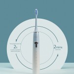 M-teeth X7 Series Sonic Electric Toothbrush for Adults, Last for 120 Days, 5 Modes Smart Travel Lock, 3 Brush Heads with Soft Bristles, Rechargeable and Water Resistant, Blue