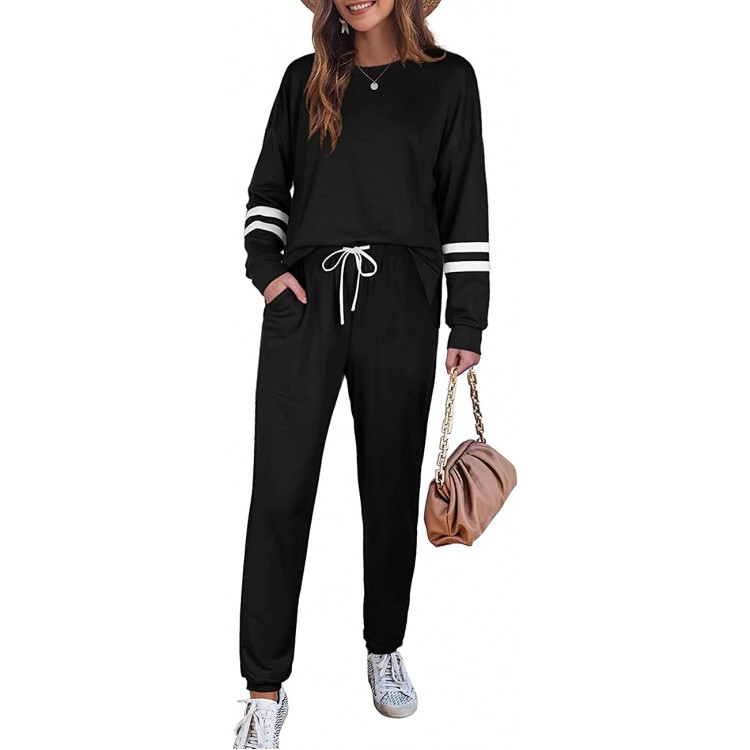 Sousuoty Two Piece Sweatsuits for Women Side Slit Lounge Outfits With Pockets