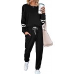 Sousuoty Two Piece Sweatsuits for Women Side Slit Lounge Outfits With Pockets