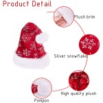 Christmas Santa Hat Snowflakes Santa Hat Luxury Plush Hat for Christmas Costume, Christmas Party Supplies