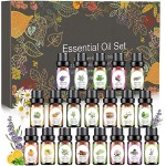 Essential Oils Set, 20x10ml Aromatherapy Essential Oil Kit for Diffuser, Humidifier, Massage, Skin &amp; Hair Care - Lavender, Eucalyptus, Tea Tree, Sweet Orange, Lemongrass and Peppermint