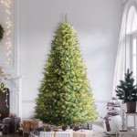 HEAO 7.5FT Christmas Tree, Pre-Lit Artificial Christmas Tree w/ 1700 Branch Tips/ 450 UL Light , Easy Assembly, Metal Hinges &amp; Foldable Base for Home, Office, Party Decoration