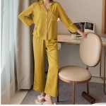 XJJZS Silk Pajamas Set Pockets Design Sexy Nightwear Winter Ladies Sleepwear Fashion Party Home Clothing (Color : B, Size : Large)