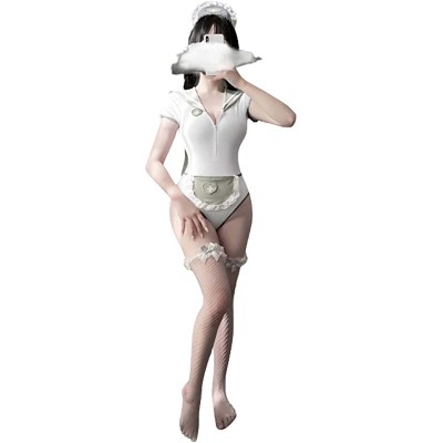 HONGMEI Womens Fantasy Nurse Cosplay Roleplay Lingerie Set Sexy Ladies Bodysuit