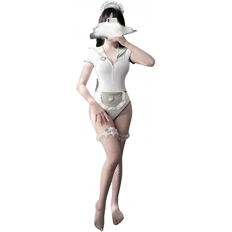 HONGMEI Womens Fantasy Nurse Cosplay Roleplay Lingerie Set Sexy Ladies Bodysuit