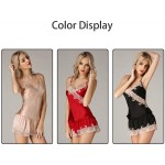 FMOGG Women Sexy Lingerie Set Pajamas Set Delicate Lace Sexy V-Neck Ladies Sleeveless Sleepwear Women&#39;s Sling 100% Mulberry Silk Nightwear Sleepwear Pyjamas Set Pure Silk